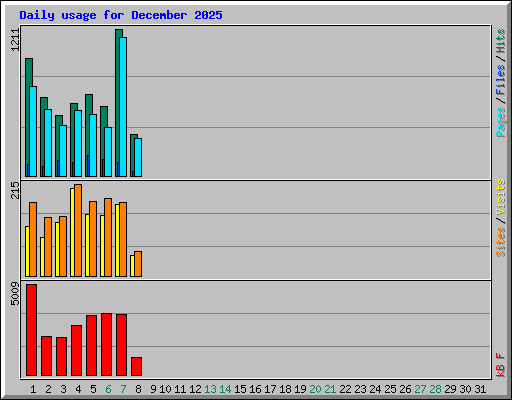 Daily usage for December 2025